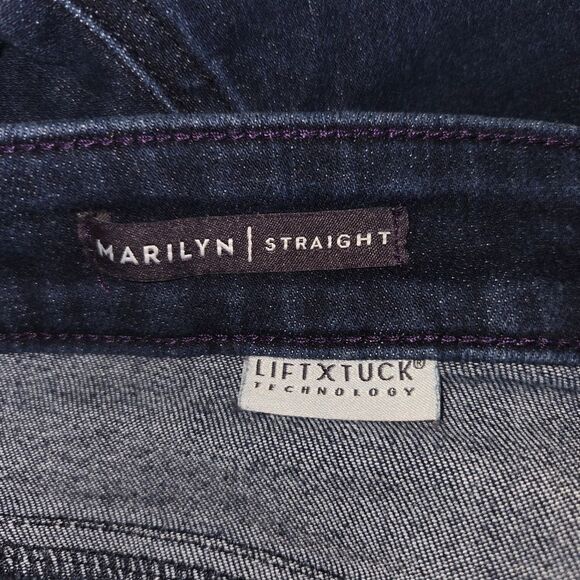 NYDJ Marilyn Straight Leg Dark Wash Denim Jeans Size 14W Lift X Tuck - Picture 4 of 6